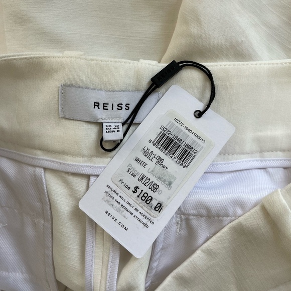 NWT REISS | Tailored Modern Lyla Twill Cotton Blend Shorts in White | Size US 8 - Picture 9 of 12